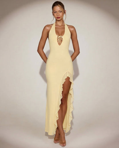 Maxi Dress in Light Yellow – Amara by Maravesse