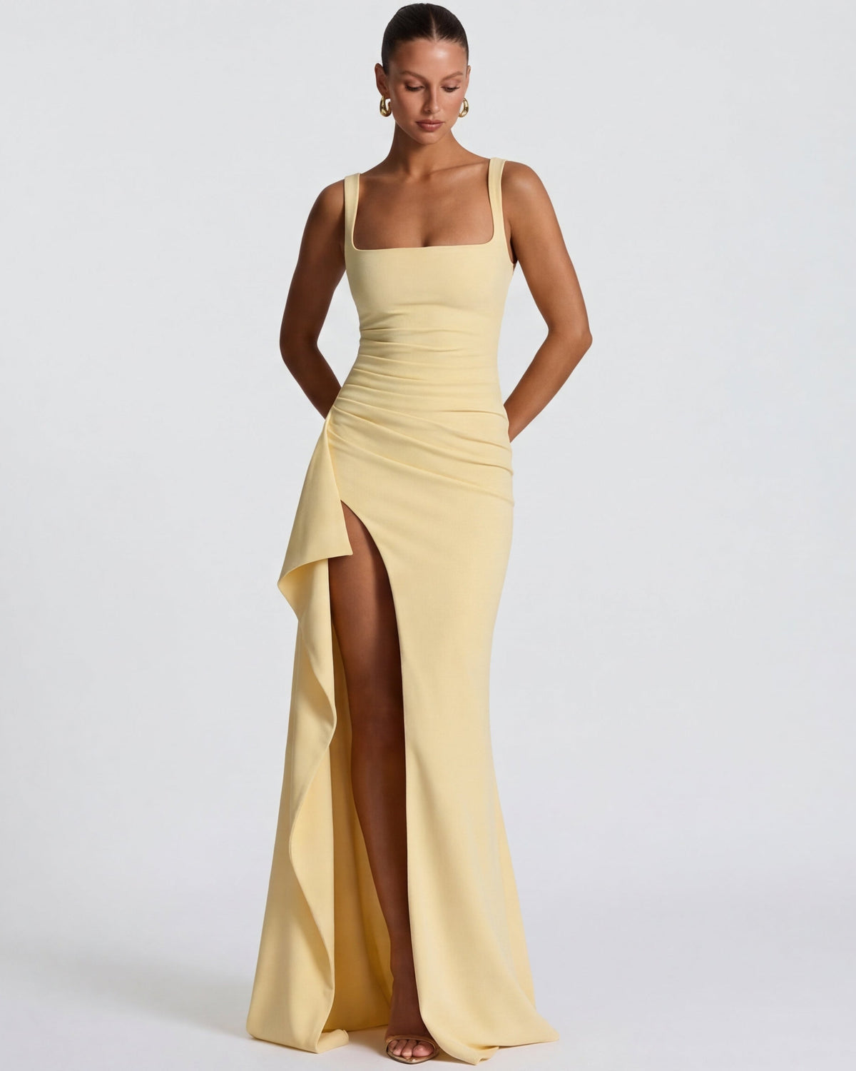 Maxi Dress in Light Yellow – Solange by Maravesse