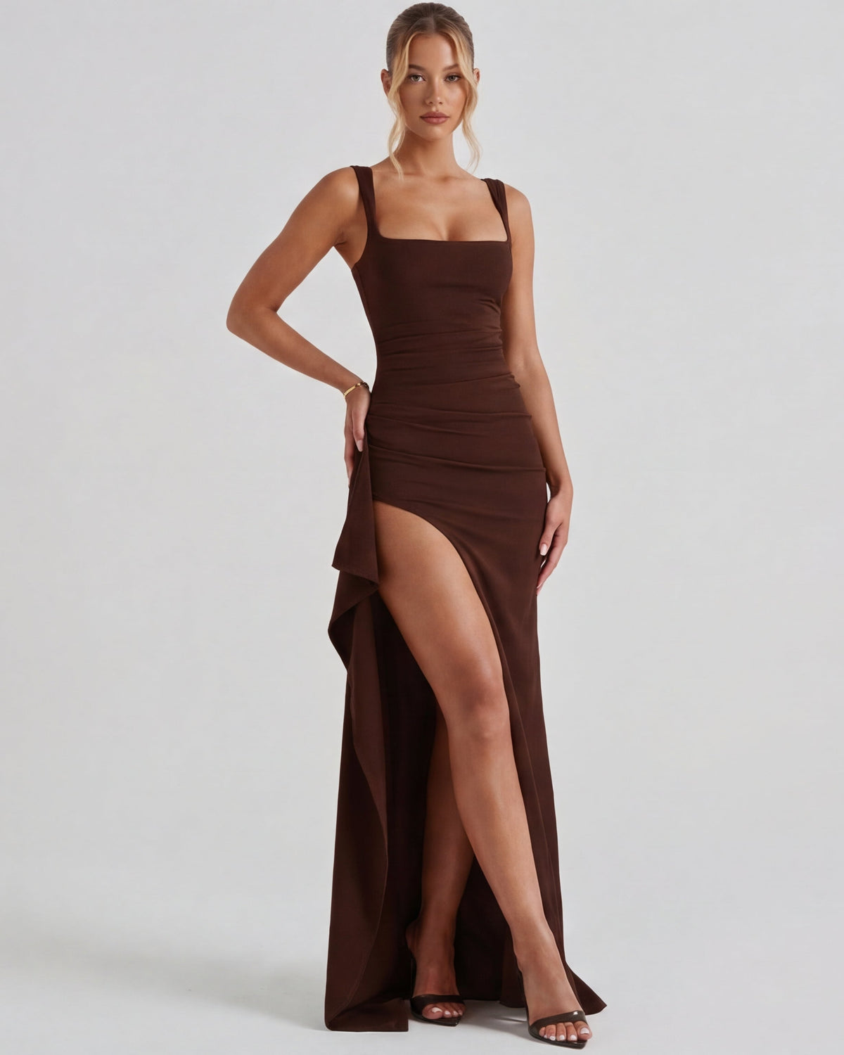 Maxi Dress in Dark Brown – Solange by Maravesse