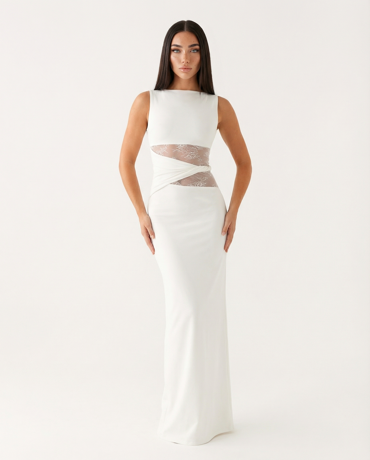 Lace Maxi Dress in White – Delphine by Maravesse