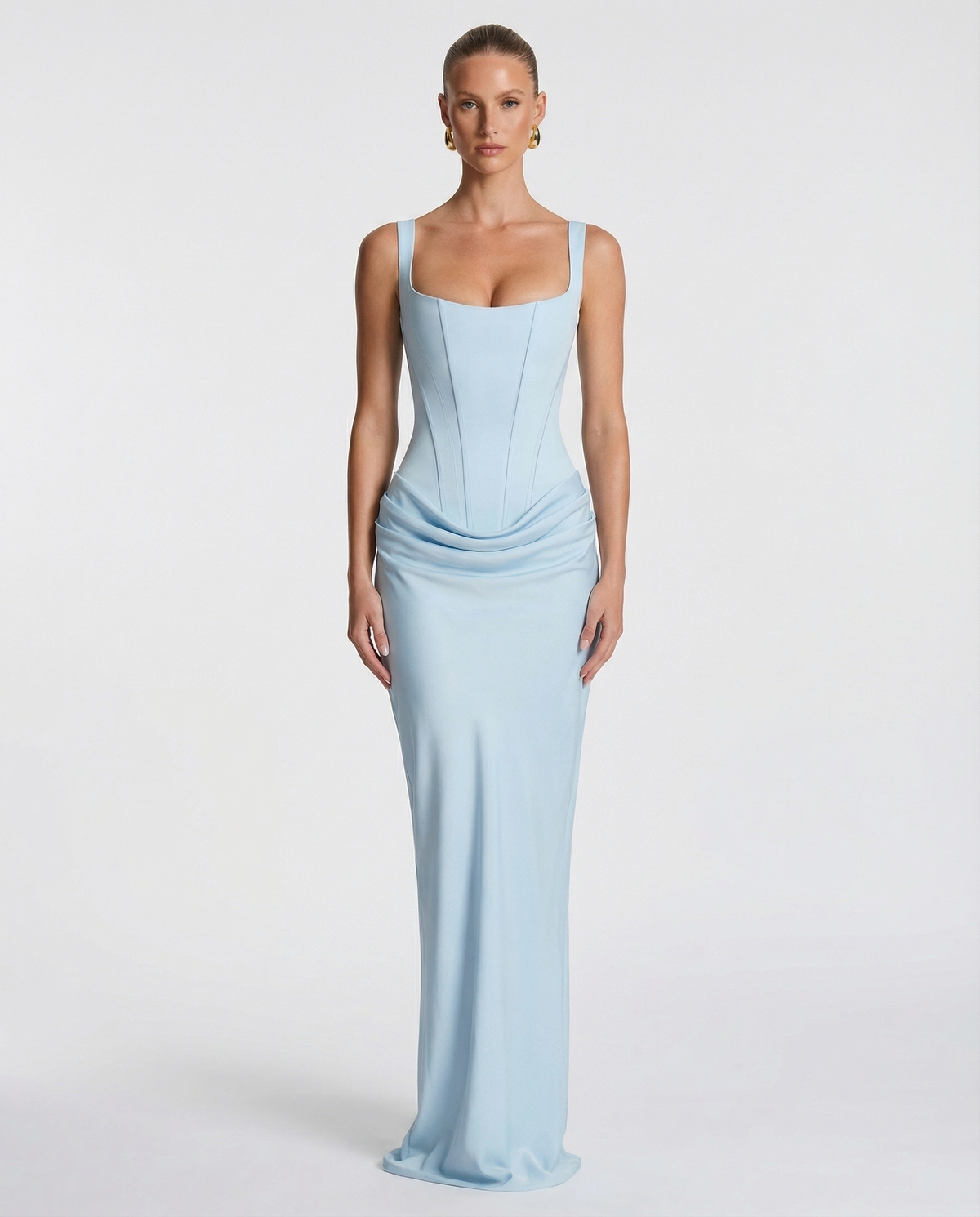 Hourglass Maxi Dress in Light Blue – Celine by Maravesse