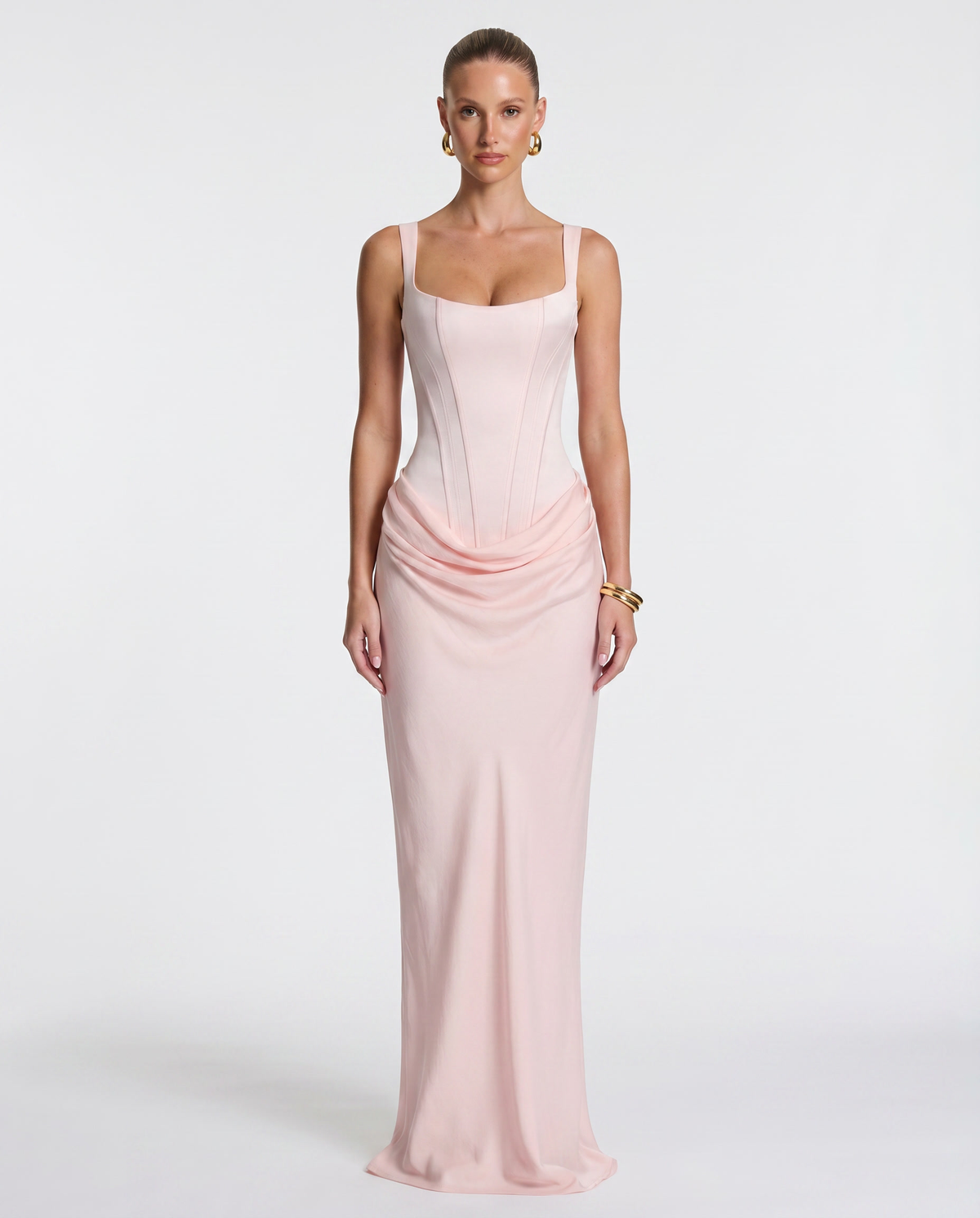 Hourglass Maxi Dress in Soft Pink – Celine by Maravesse