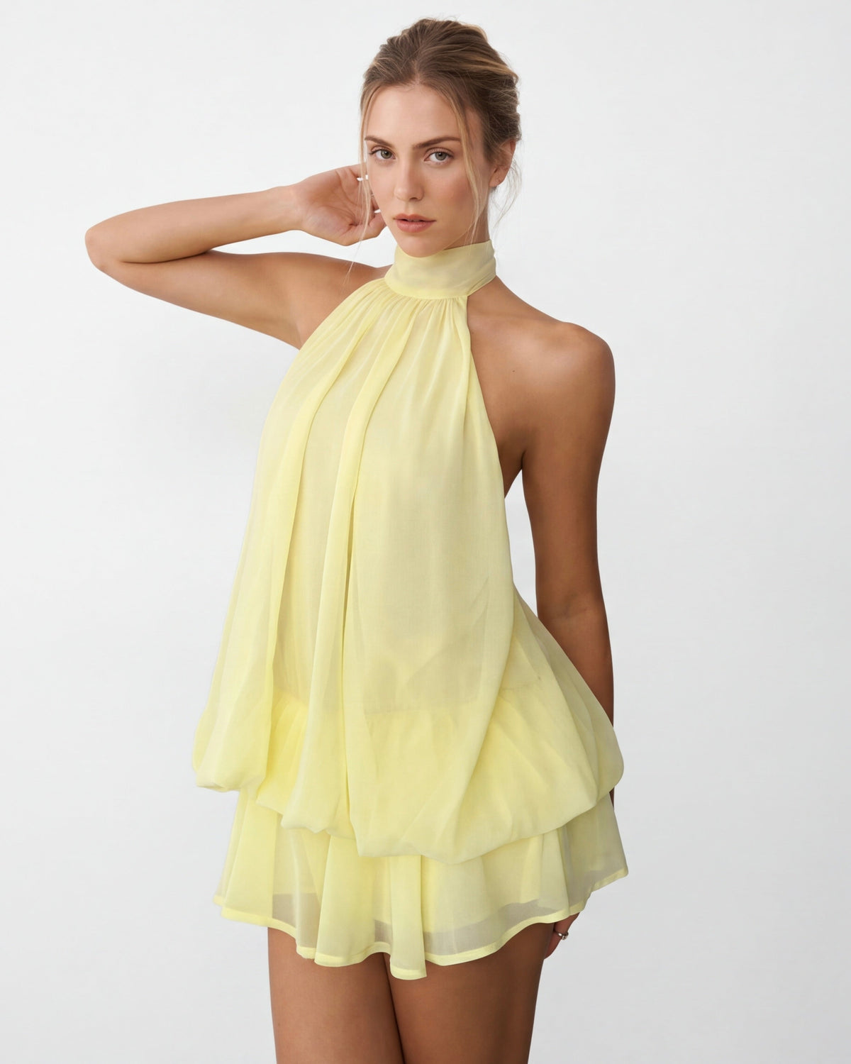 Mini Dress in Light Yellow – Beatrix by Maravesse