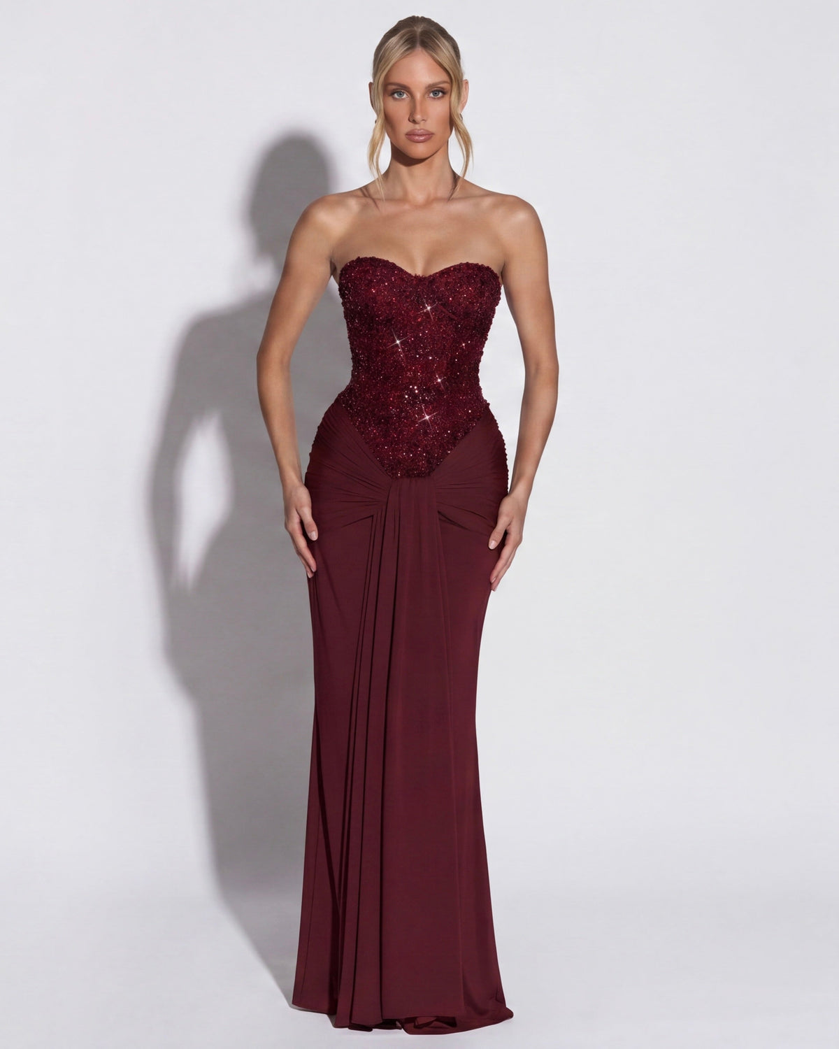 Gown in Burgundy – Theodora by Maravesse