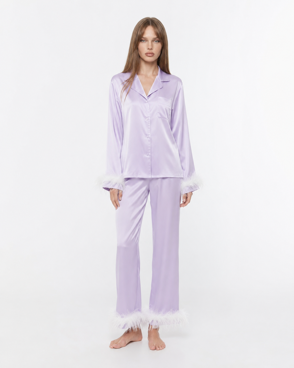 Satin Sleep Set in Light Purple – Clementine by Maravesse