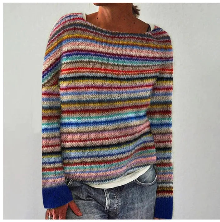 Cable Knit Jumper in Rainbow – Seraphina by Maravesse