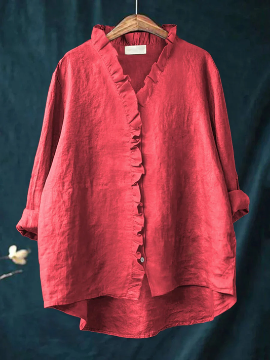 Ruffle Blouse in Red – Noor by Maravesse