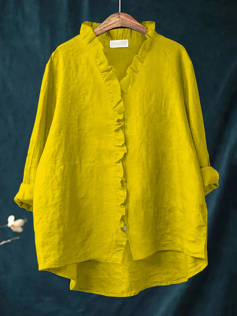 Ruffle Blouse in Yelow – Noor by Maravesse