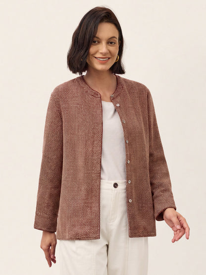 Linen Blouse in Merlot Red – Fleur by Maravesse