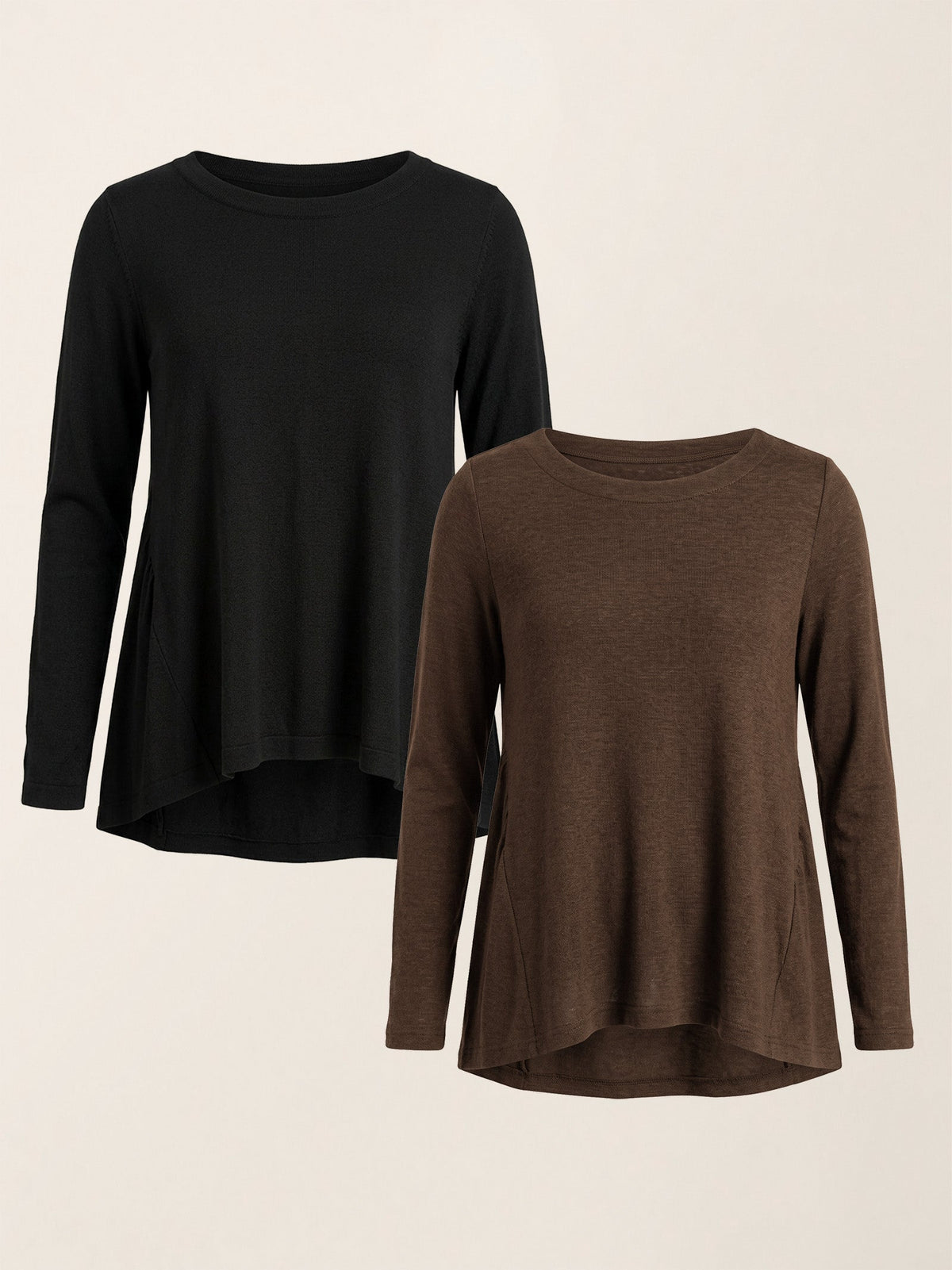 Wool Ruched Top in Charcoal Black/Coffee – Juliette by Maravesse