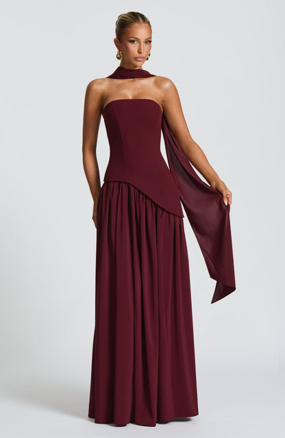 Cocktail Maxi Dress in Wine Red – Henrietta by Maravesse