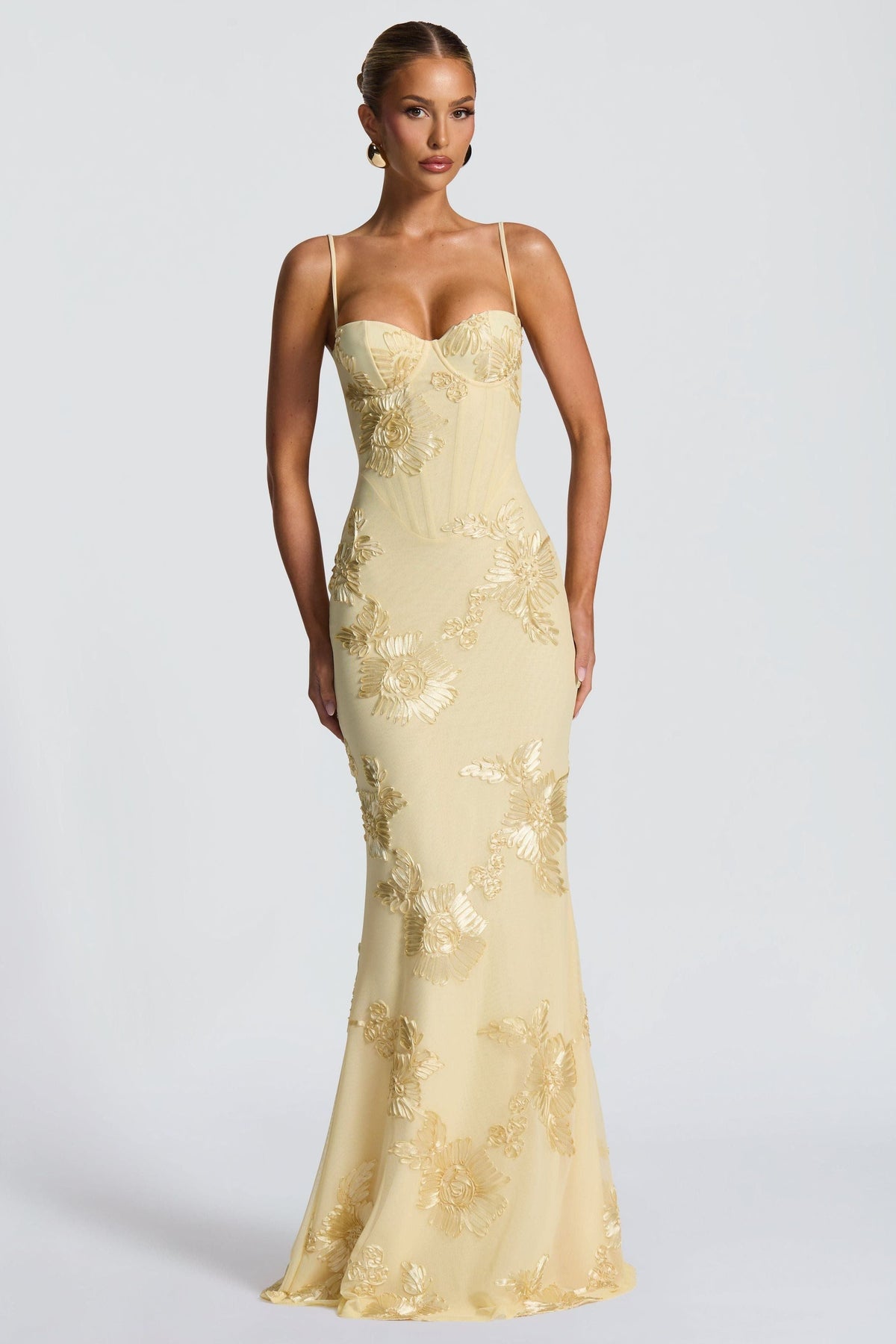 Corset Sweetheart Maxi Dress in Yellow – Edda by Maravesse