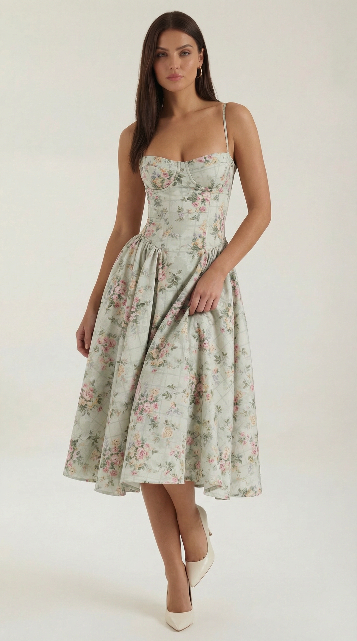 Corset Floral Midi Dress – Greta by Maravesse (2)