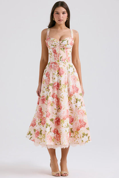 Corset Floral Midi Dress – Tove by Maravesse