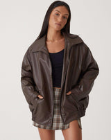 Ophelia | Leather Oversized Coat